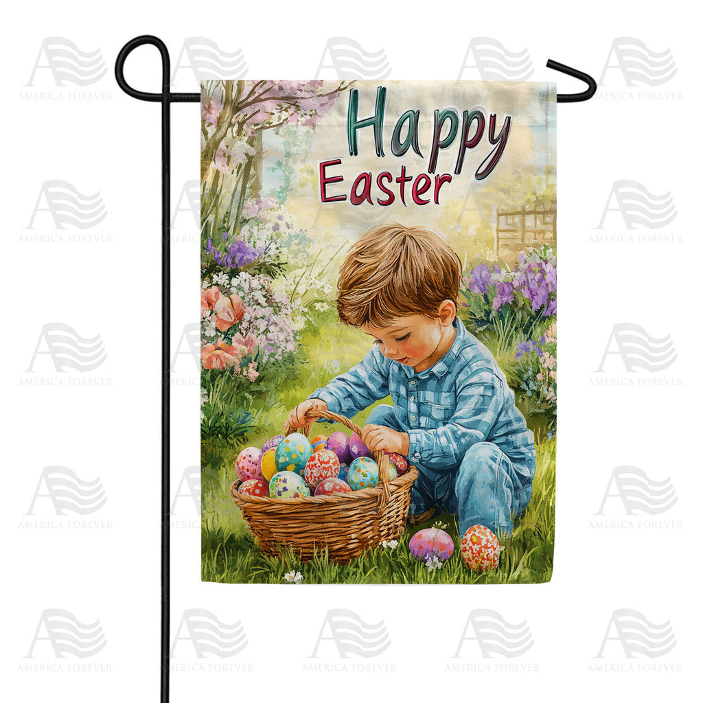 America Forever Happy Easter Boy Garden Basket Garden Flag