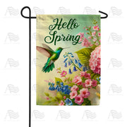 America Forever Hello Spring Hummingbird Floral Garden Flag