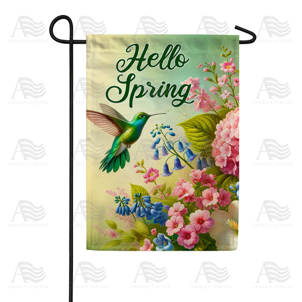 America Forever Hello Spring Hummingbird Floral Garden Flag