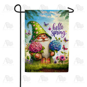 America Forever Hello Spring Garden Gnome Hydrangea Garden Flag