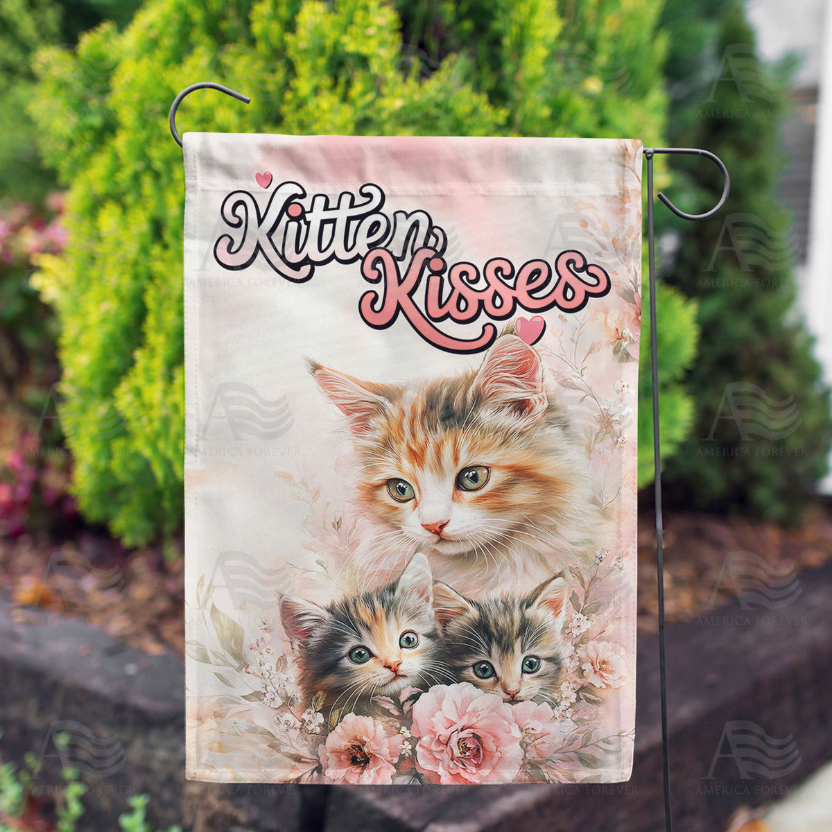 America Forever Kitten Kisses Garden Flag