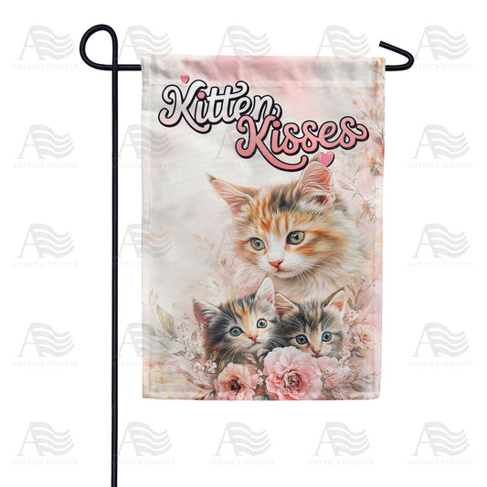 Kitten Kisses Orange Calico Kittens Double Sided Garden Flag