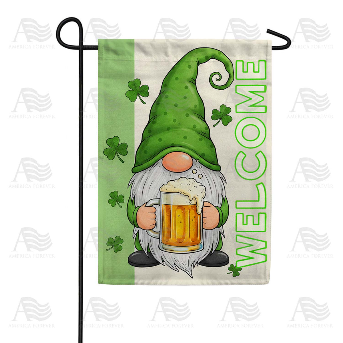 St Patrick's Day Gnome Beer Welcome Garden Flag
