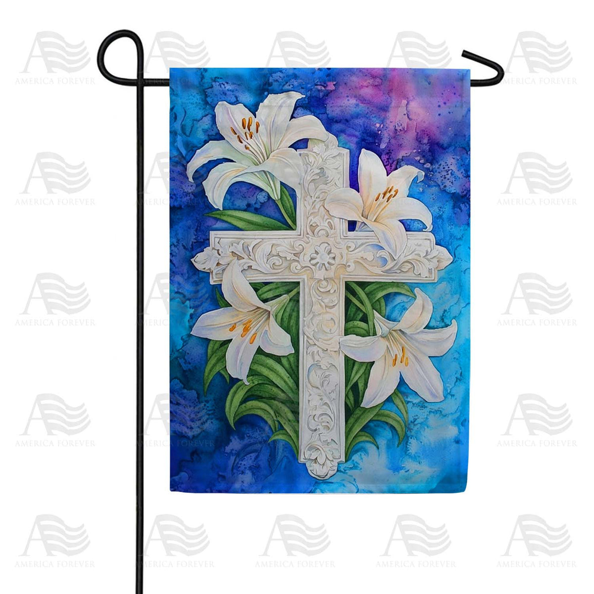Easter Lily Cross Garden Flag