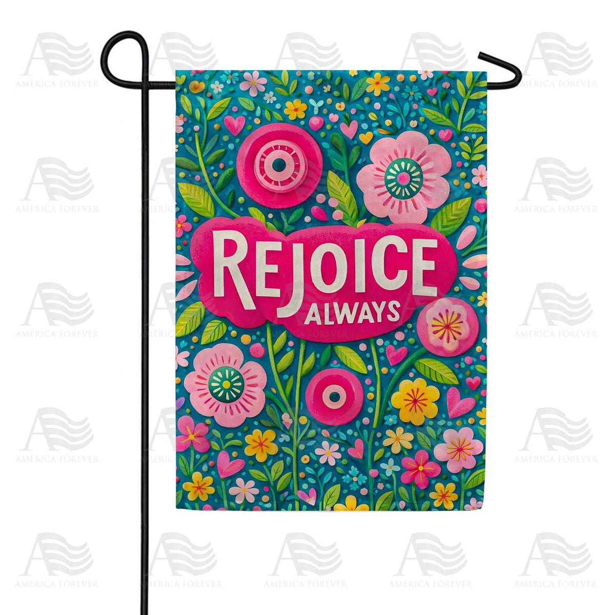 Rejoice Always Floral Spring Garden Flag