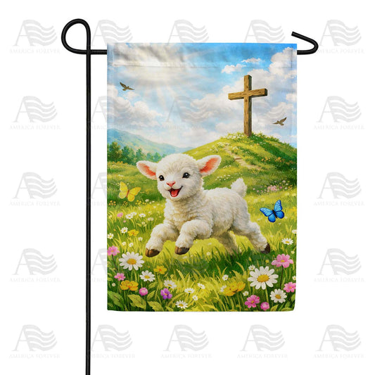 Easter Lamb Cross Garden Flag