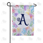 America Forever Watercolor Floral Monogram Garden Flag