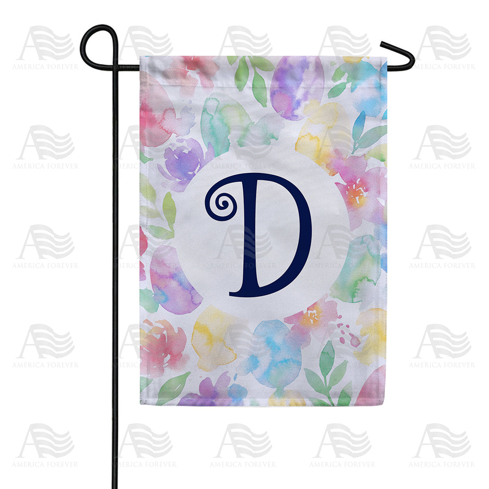 America Forever Watercolor Floral Monogram Garden Flag