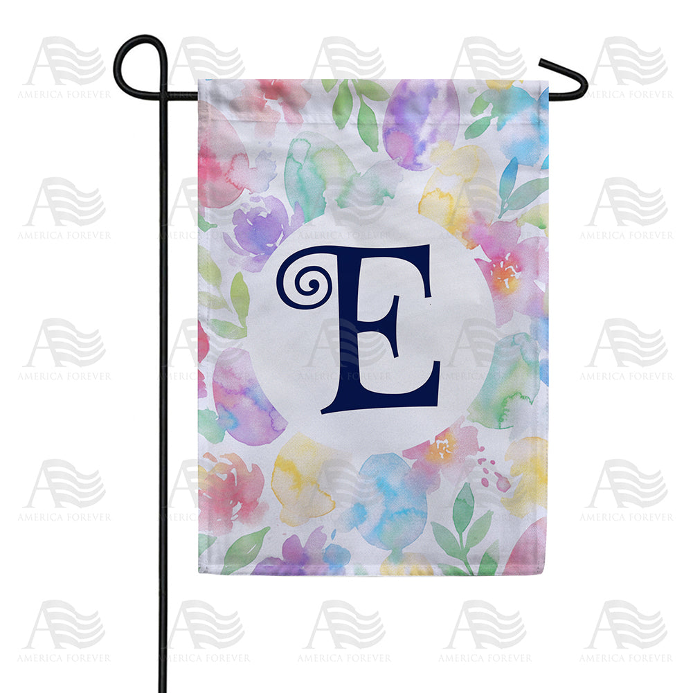 America Forever Watercolor Floral Monogram Garden Flag