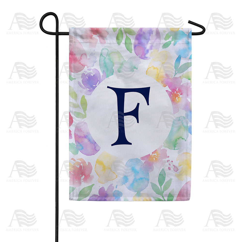 America Forever Watercolor Floral Monogram Garden Flag