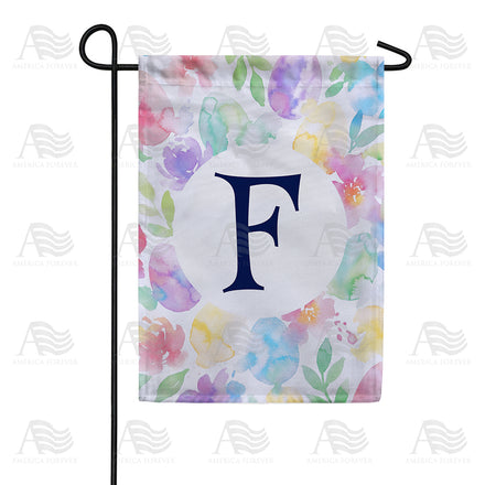 America Forever Watercolor Floral Monogram Garden Flag