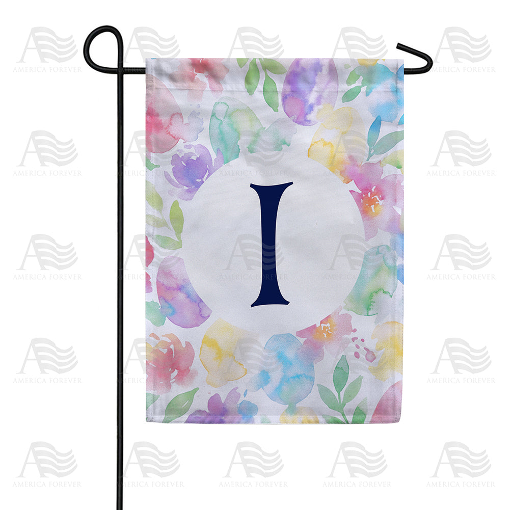 America Forever Watercolor Floral Monogram Garden Flag
