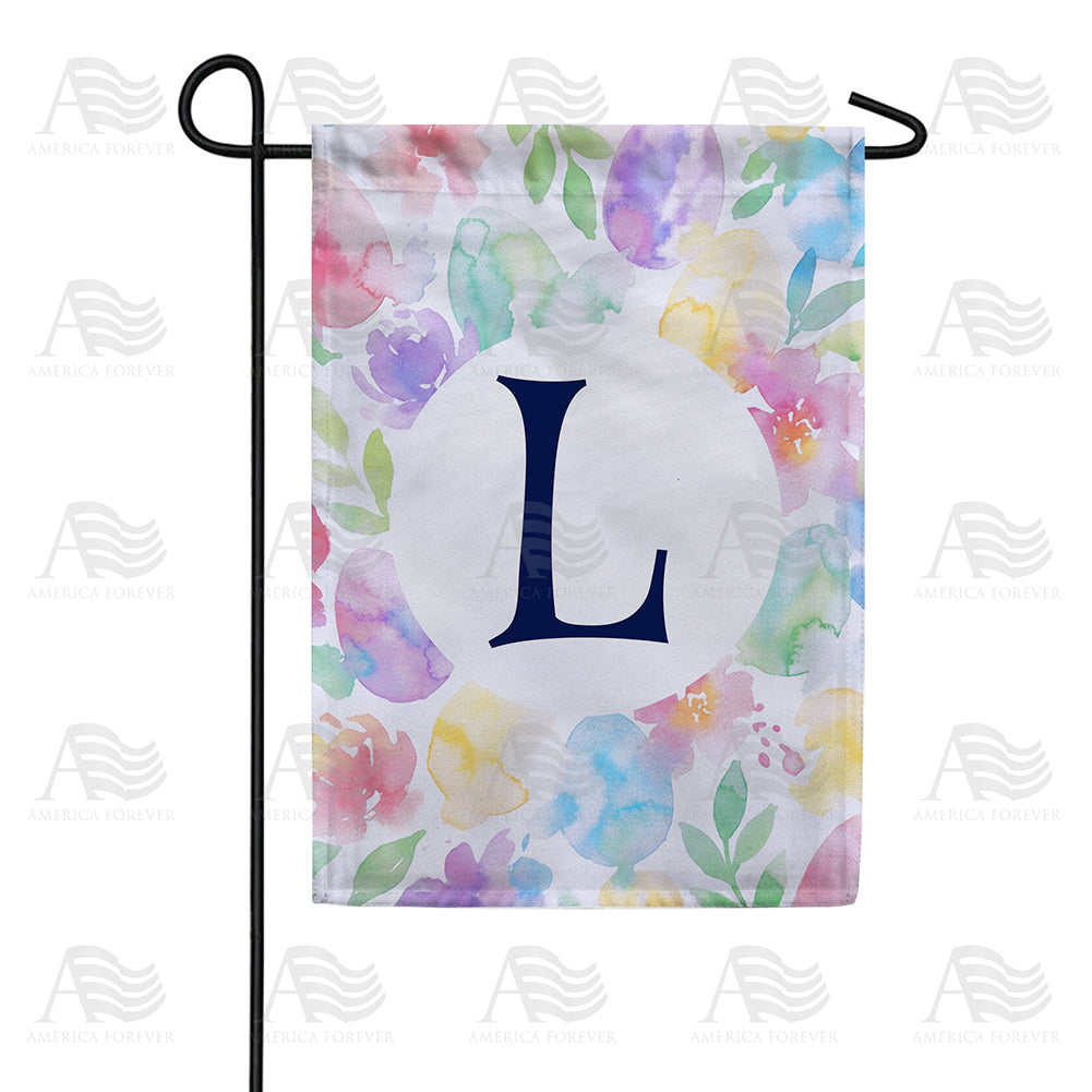 America Forever Watercolor Floral Monogram Garden Flag