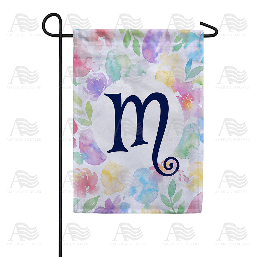 America Forever Watercolor Floral Monogram Garden Flag