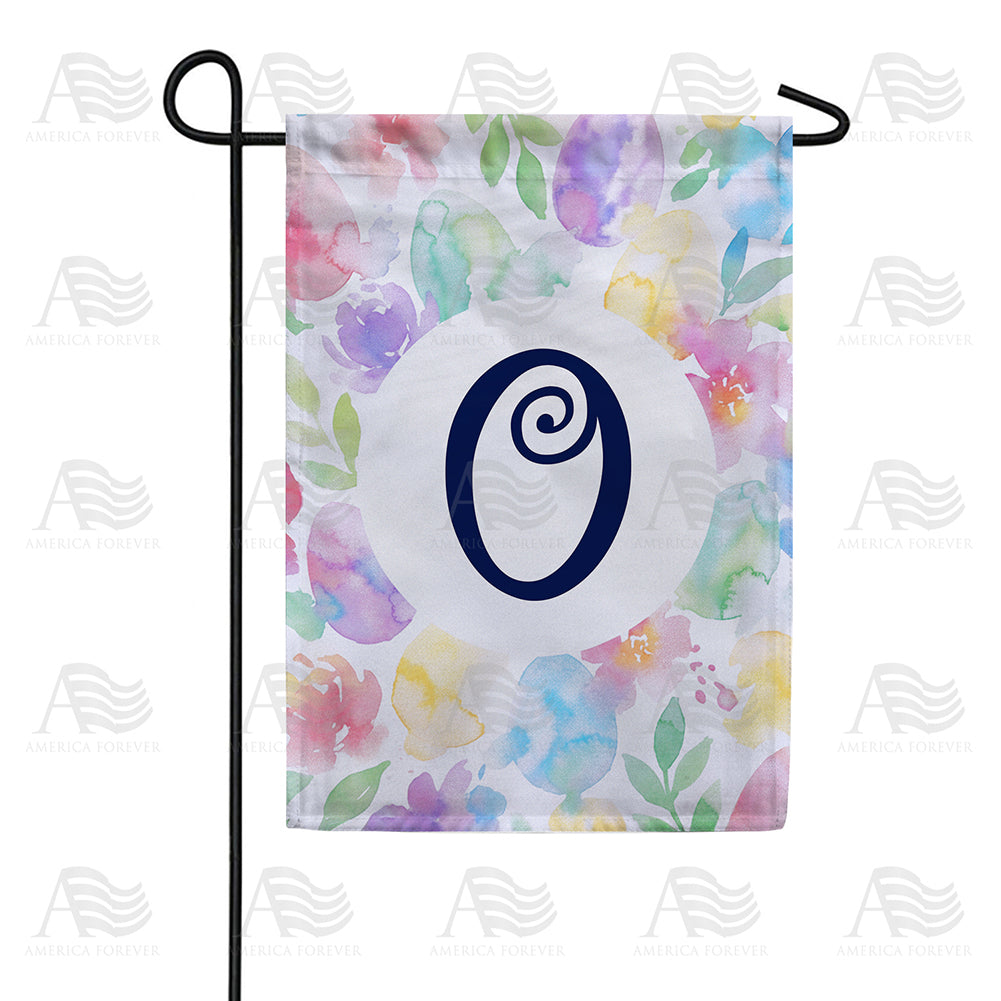 America Forever Watercolor Floral Monogram Garden Flag