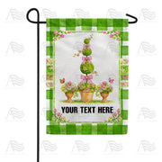 America Forever Personalized Spring Topiary with Pink Bows Garden Flag