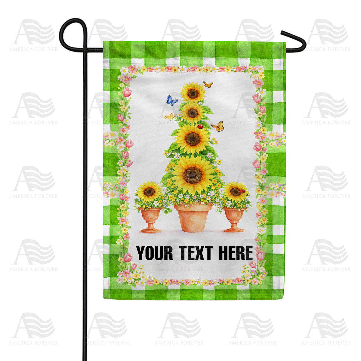 Personalized Sunflower Topiary Spring Double Sided Garden Flag