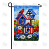 Patriotic Red Cardinals and Bluebirds Birdhouse Double Sided Garden Flag - 12.5" x 18"