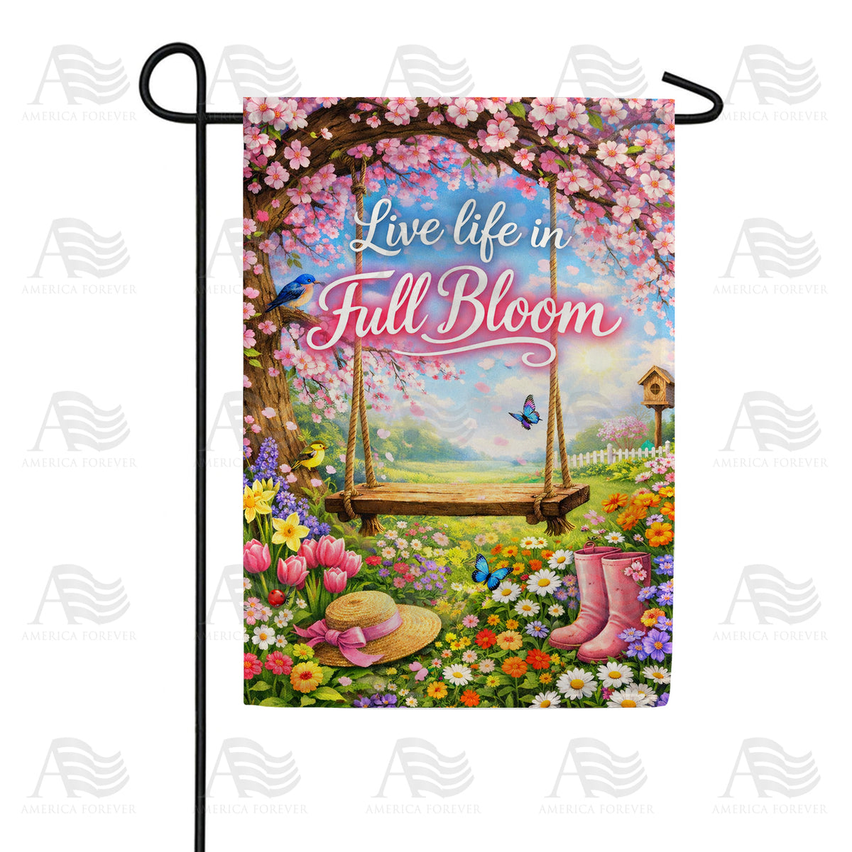 Live Life in Full Bloom Spring Double Sided Garden Flag - 12.5" x 18"