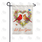 Cardinals Let Love Grow Floral Heart Garden Flag