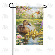 Mother Duck and Ducklings Spring Pond Scene Garden Flag