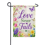 America Forever Love Never Fails Spring Floral Butterflies Garden Flag
