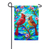 America Forever Stained Glass Cardinals with Pink Blossoms Garden Flag