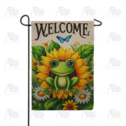 America Forever Welcome Frog Sunflower Burlap Garden Flag