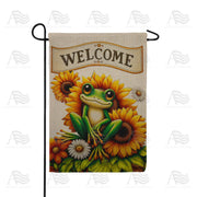 America Forever Welcome Frog Sunflowers Burlap Garden Flag