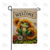 Welcome Frog Sunflowers Banner Double Sided Burlap Garden Flag