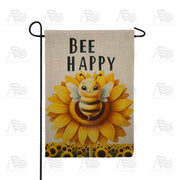 America Forever Bee Happy Sunflower Burlap Garden Flag