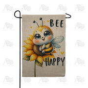 America Forever Bee Happy Fluffy Bee Burlap Garden Flag
