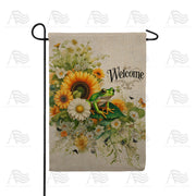 America Forever Welcome Frog Botanical Burlap Garden Flag