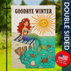 Goodbye Winter Mermaid Beach Sun Welcome Spring Burlap Garden Flag