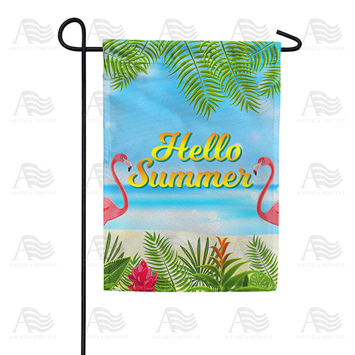 America Forever Twin Flamingo Summer Hello Garden Flag
