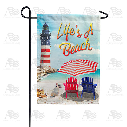 America Forever Life's A Beach Lighthouse Garden Flag