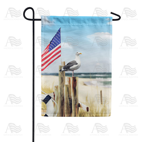 America Forever Bird's Eye View Of Beach Garden Flag