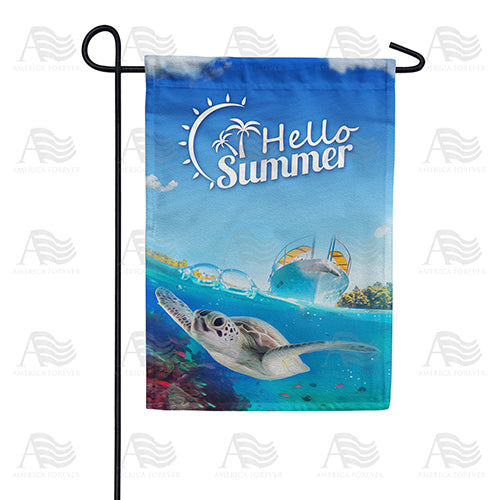 America Forever Summer Swimming Turtle Garden Flag