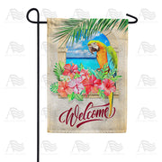 America Forever Welcome To Paradise Parrot Garden Flag