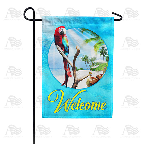 America Forever Tropical Welcome Parrot Garden Flag