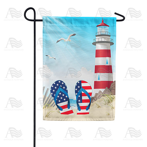 America Forever Barefoot At The Beach Garden Flag