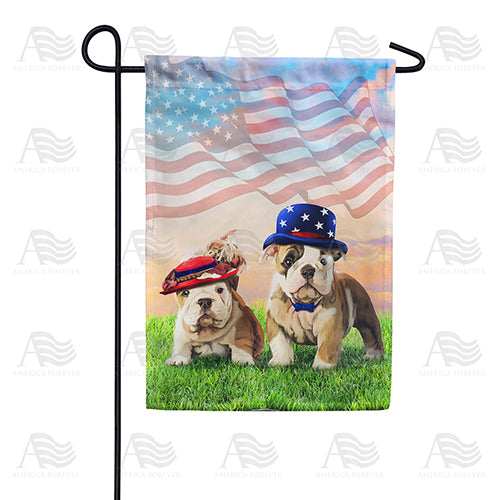 America Forever Patriotic Ma And Pa Bulldog Garden Flag
