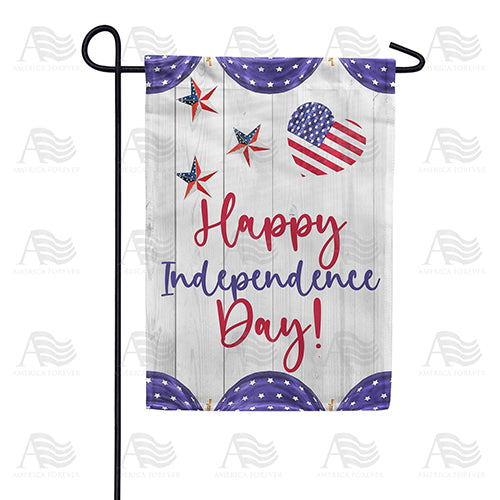 America Forever Happy Independence Day On White Wood Garden Flag