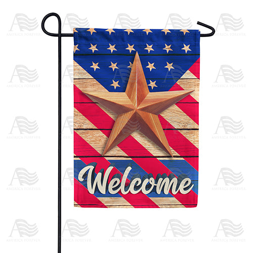 America Forever Wooden Star Welcome Garden Flag
