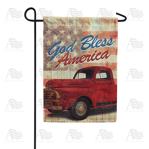 America Forever God Bless America Red Truck Garden Flag