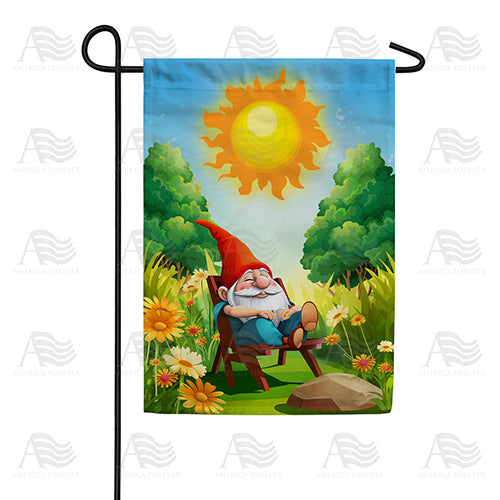 America Forever Gnome Basking In Sunlight Garden Flag