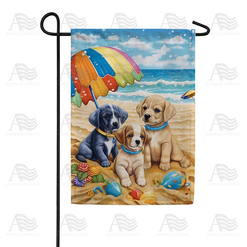 America Forever Puppy Beach Day Garden Flag