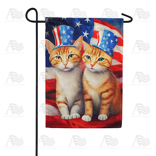 America Forever Patriotic Orange Tabbies Garden Flag