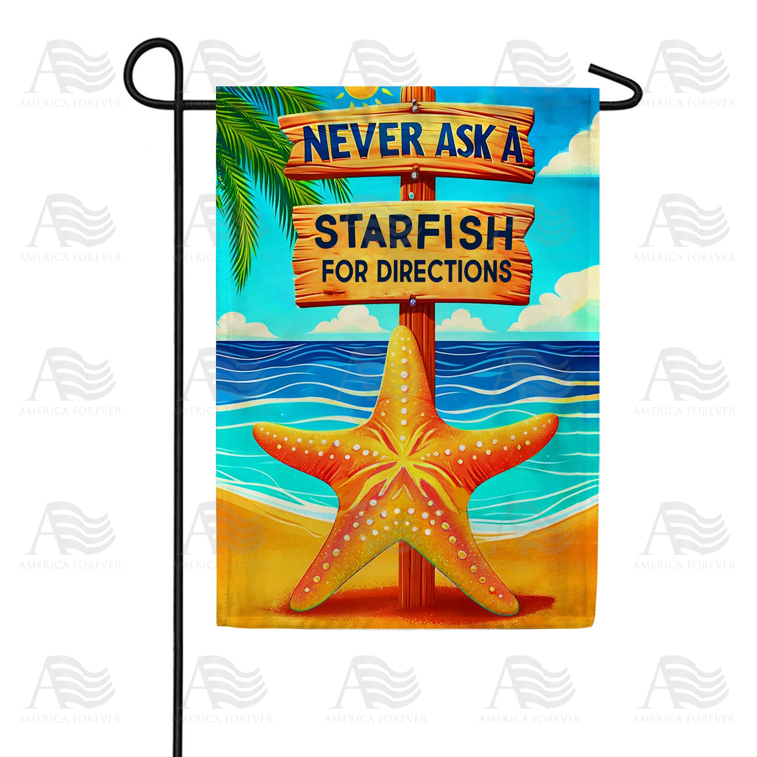 America Forever Comical Starfish Beach Advice Garden Flag