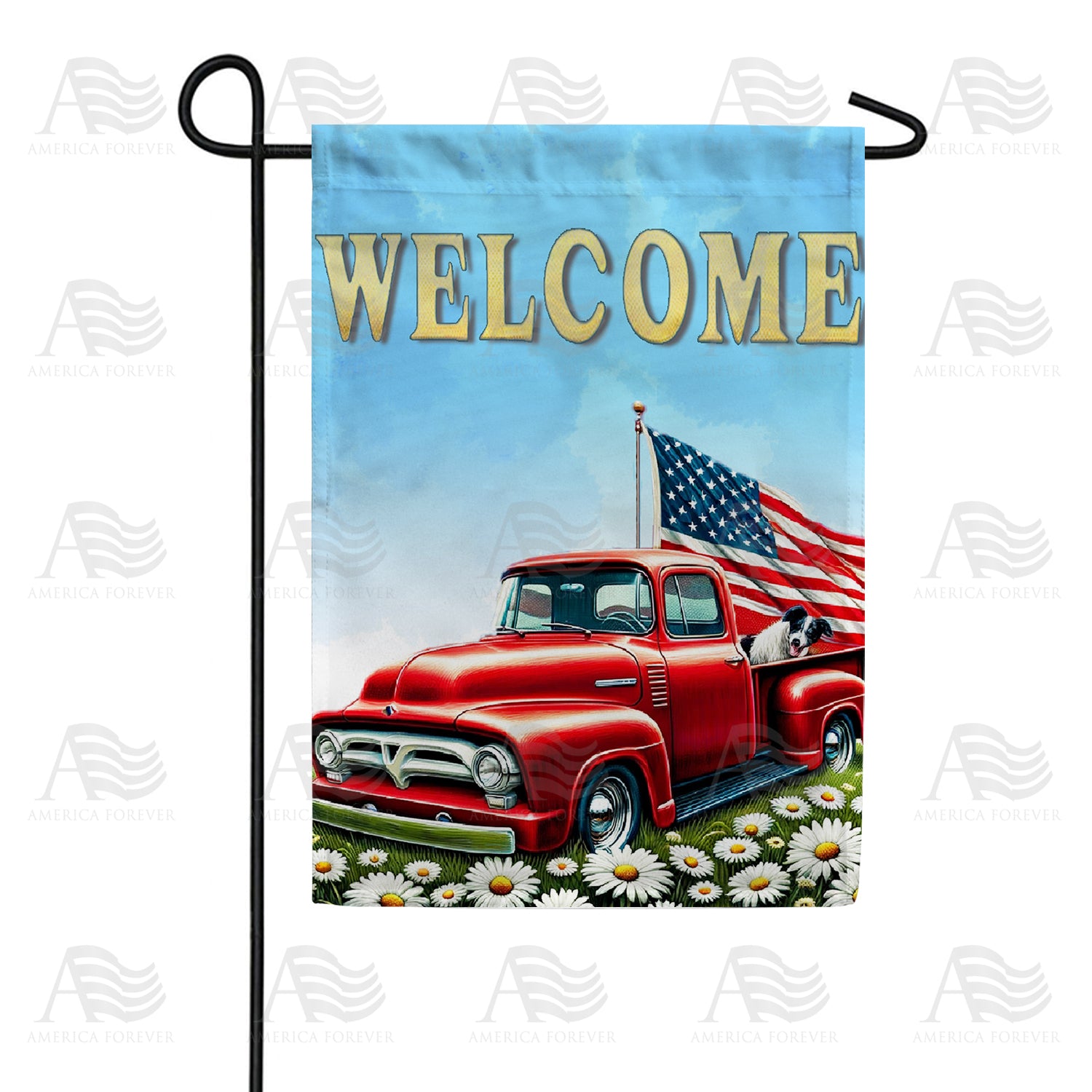 Patriotic Pickup Welcome Garden Flag